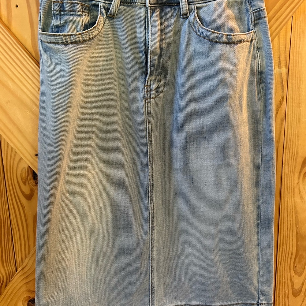 The Main Street Exchange Midi Denim Skirt